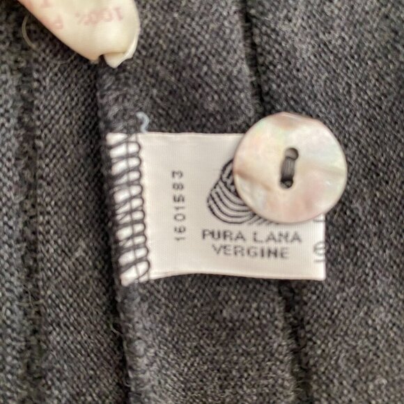 SPADAFORA long sleeve cardigan sweater. Extra fine Merino wool. Dark grey/black. - Picture 7 of 8